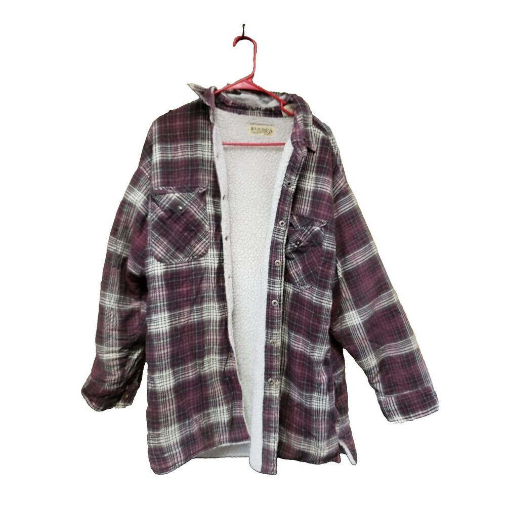 Wilderness Sherpa Flannel Shacket Large Red Plaid Mens Size Large Cabincore